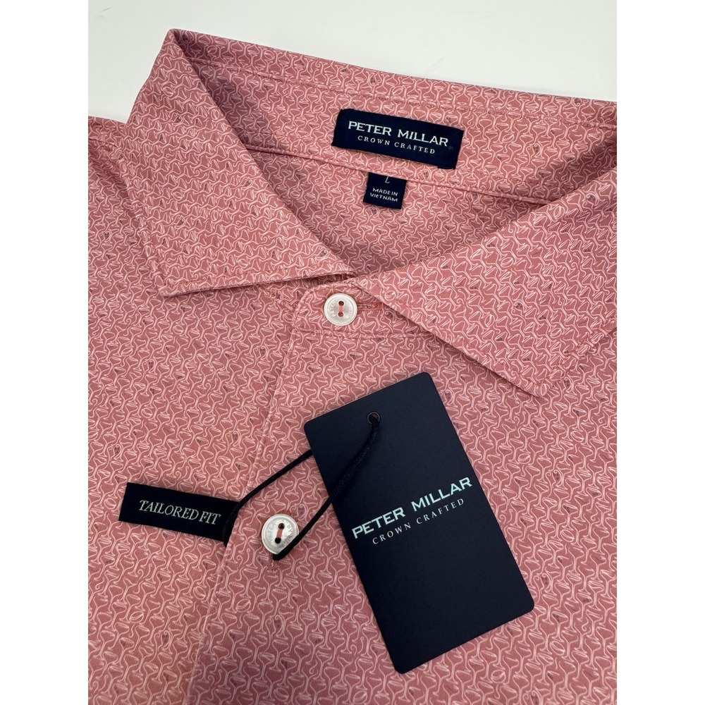 NWT Peter Millar ESPRESSO MARTINIS Tailored  Fit Golf Polo Shirt Pink LARGE $125